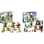 LEGO 10975 DUPLO Wilde Tiere der Welt Zoo Spielzeug mit Sound, ab 2 Jahre & 10976 DUPLO Lebkuchenhaus mit Weihnachtsmann Figur, Weihnachtshaus-Spielzeug, Geschenk für Kleinkinder ab 2 Jahren