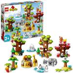 LEGO DUPLO Wilde Tiere der Welt, Zoo-Spielzeug mit Sound, 22 Tierfiguren, darunter Elefanten, Pandas und Löwen, Lernspielzeug aus Steinen mit Weltkarten-Spielmatte für Kinder ab 2 Jahre 10975