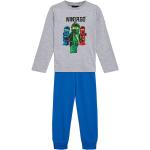 Blaue Melierte Bio Kinderschlafanzüge & Kinderpyjamas für Jungen Größe 134 