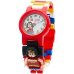 Rote 5 Bar wasserdichte Wasserdichte Japanische Lego Super Heroes Wonder Woman Quarz Kunststoffarmbanduhren mit Analog-Zifferblatt kratzfest mit Kunststoff-Uhrenglas für Kinder 