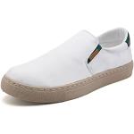 Weiße Casual Slip-on Sneaker ohne Verschluss aus Canvas atmungsaktiv für Herren Größe 45 