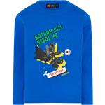 Reduzierte Blaue Langärmelige Batman Rundhals-Ausschnitt Printed Shirts für Kinder & Druck-Shirts für Kinder aus Baumwolle Größe 140 