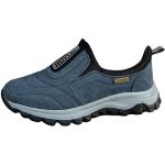 Blaue Casual Sneaker mit Strass ohne Verschluss aus Leder leicht für Damen Größe 44 für den für den Sommer 