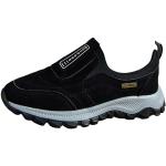 Schwarze Casual Slip-on Sneaker ohne Verschluss in Komfortweite aus Veloursleder leicht für Damen Größe 44 für den für den Sommer 