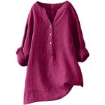 Unifarbene Oversize V-Ausschnitt Tunika-Blusen mit Knopf aus Musselin für Damen Größe 3 XL für den für den Sommer 
