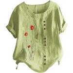 Hellgrüne Karo Casual Rollkragen Festliche Blusen aus Flanell für Damen Übergrößen Große Größen für den für den Sommer 
