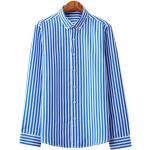 Hellblaue Gestreifte Oversize T-Shirts aus Leinen für Herren Größe 3 XL für den für den Herbst 