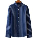 Hellblaue Gestreifte Oversize T-Shirts aus Leinen für Herren Übergrößen für den für den Herbst 