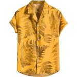 Gelbe Gestreifte Vintage Henleykragen Herrenjeanshemden mit Meer-Motiv aus Flanell Größe 3 XL für den für den Sommer 