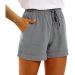 Graue Elegante Wasserdichte Atmungsaktive Jeans Hotpants aus Musselin für Damen Größe L 