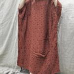 Dunkelorange Oversize Maxi Sommerkleider aus Leinen Handwäsche für Damen 