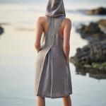 Ärmellose Midi Midikleider aus Leinen mit Kapuze für Damen für den für den Sommer 