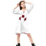 Weiße Bestickte Sommerkleider aus Leinen für Damen Größe XXL für die Braut für den für den Sommer 