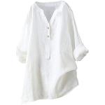 Weiße Langärmelige V-Ausschnitt Tunika-Blusen aus Viskose für Damen Größe 4 XL Große Größen für den für den Sommer 