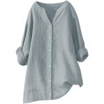 Graue Langärmelige V-Ausschnitt Tunika-Blusen aus Viskose für Damen Größe 3 XL Große Größen für den für den Sommer 