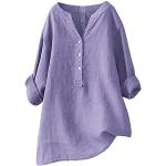 Violette Langärmelige V-Ausschnitt Tunika-Blusen aus Viskose für Damen Größe 4 XL Große Größen für den für den Sommer 