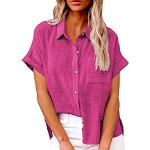 Pinke Vintage Langärmelige V-Ausschnitt T-Shirts mit Totenkopfmotiv aus Flanell mit Kapuze für Damen Übergrößen für den für den Sommer 