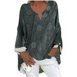 Schwarze Oversize V-Ausschnitt Tunika-Blusen mit Knopf aus Musselin für Damen Größe 3 XL Große Größen für den für den Sommer 