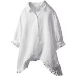 Weiße Oversize V-Ausschnitt Tunika-Blusen mit Reißverschluss aus Spitze für Damen Größe 5 XL für den für den Sommer 