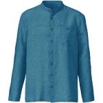Eisblaue Langärmelige Waschbär Nachhaltige Herrenjeanshemden aus Leinen Größe XXL 