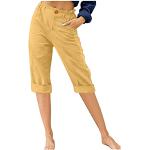 Gelbe Unifarbene Casual Wasserdichte Atmungsaktive Regenhosen atmungsaktiv aus Leinen für Damen Übergrößen 