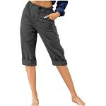 Dunkelgraue Casual Capri-Jeans aus Jersey für Damen Übergrößen Petite 