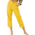 Gelbe Unifarbene Elegante Freizeithosen aus Baumwolle für Damen Größe S 