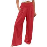 Rote Unifarbene Elegante Atmungsaktive Leinenhosen aus Leinen für Damen Größe 3 XL 