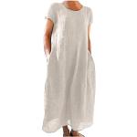 Weiße Unifarbene Vintage Langärmelige Neckholderkleider aus Frottee für Damen Größe 3 XL Große Größen für die Braut für den für den Sommer 