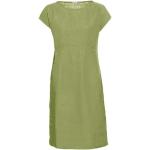 Grüne Kurzärmelige Waschbär Midi Nachhaltige Sommerkleider aus Leinen für Damen Größe L 