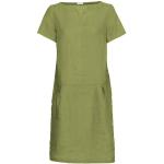 Grüne Nachhaltige Kurzärmelige Waschbär Sommerkleider aus Leinen für Damen Größe L 