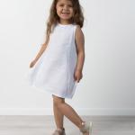 Weiße Ärmellose Mini Minikleider für Kinder & kurze Kinderkleider mit Reißverschluss aus Leinen für Mädchen für den für den Sommer 