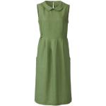 Grüne Ärmellose Waschbär Nachhaltige Sommerkleider mit Knopf aus Leinen für Damen Größe L für den für den Sommer 