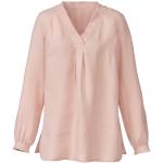 Hellrosa Waschbär Nachhaltige V-Ausschnitt Tunika-Blusen mit Fransen aus Leinen für Damen Größe L 