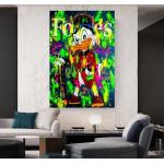 Leinwand Pop Art Donald Duck Geld Kunst Bilder Wandbilder - Hochwertiger Kunstdruck-Hochformat