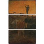 Leinwandbild 3-teilig (80x120cm): Jean-François Millet - Die Kühe nach Hause rufen, echter Holz-Keilrahmen inkl. Aufhänger, handgefertigt in Deutschland