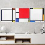 Bilder-Welten Mondrian Quadratische Mehrteilige Leinwandbilder strukturiert 50x50 3-teilig 