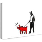 Rote Moderne Banksy Kunstdrucke XXL mit Hundemotiv Querformat 