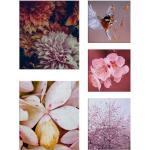 Rosa Blumenleinwandbilder Querformat 60x80 5-teilig 