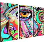 Leinwandbild Fisch Auge abstrakt Kunst bunte Farben Linien Punkte Wandbild Leinwand Bild Leinwandbilder 42A146, Gr Bild:30x60cm 3tlg