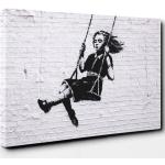 Leinwandbild „Girl on Swing Graffiti" von Banksy, Grafikdruck