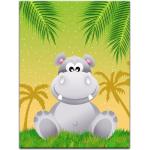 Leinwandbild - Kinderbild - Hippo Cartoon, Größe:60 x 80 cm