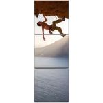 Leinwandbild - Kletterer im Sonnenuntergang, Größe:30 x 90 cm 3tlg (30x30.30x30.30x30)