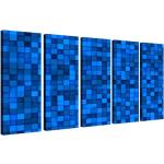 Leinwandbild Mosaik blau Quadrate abstrakt Kunst Muster Wandbild Leinwand Bild Leinwandbilder 42A028, Gr Bild:200x100cm 5tlg S