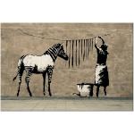 Leinwandbild Waschendes Zebra auf Beton von Banksy