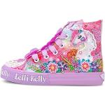 Lelli Kelly Mädchen Schnürhalbschuhe Unicorn Sneaker Glitzerdetails Textil Kinderschuhe geblümt, Pink Kombi, 26 EU