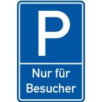 LEMAX® Parkplatzschild, Nur für Besucher, 600x400mm Alu geprägt blau/Schriftfarbe: weiß 400x600mm