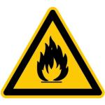 LEMAX® Warnschild, Warnung vor feuergefährlichen Stoffen W021 DIN EN ISO 7010 Kunststoff gelb/schwarz, 200mm