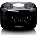 Lenco CR-12 Uhrenradio - Wecker mit Nachtlicht-Funktion - Easy Snooze - Sleep-Timer - Zwei Weckzeiten - 20 Senderspeicher - Anpassbare Helligkeitsregulierung - schwarz, 117 x 117 x 71 mm