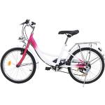 LENJKYYO 20 Zoll Dreirad für Erwachsene 3 Rad Kinder Fahrrad Dreirad 6 Gang Cruiser Bike Rosa & Weiß Fahrrad mit Kissen